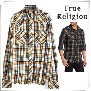 True Religion Flannel Plaid Western Snap Men's Size XXXL